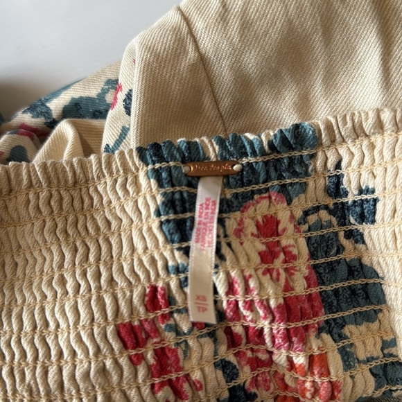 FREE PEOPLE | Francesca Mini Dress Ivory Floral Long Sleeve V-Neck Size XSmall - Picture 9 of 12